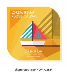 Sailboat flat icon with long shadow