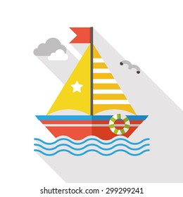 sailboat flat icon with long shadow