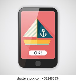 Sailboat flat icon with long shadow