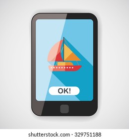 Sailboat flat icon with long shadow