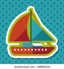 Sailboat flat icon with long shadow