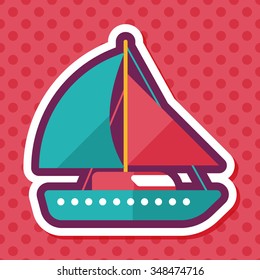 Sailboat flat icon with long shadow