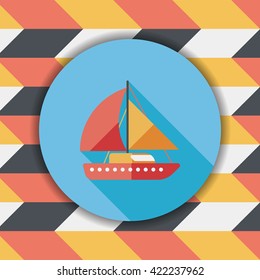 Sailboat flat icon with long shadow