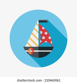 Sailboat flat icon with long shadow,eps10