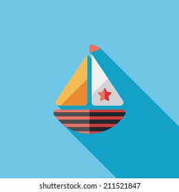 Sailboat flat icon with long shadow,eps10