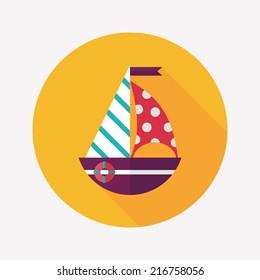 Sailboat flat icon with long shadow,eps10
