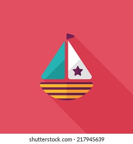 Sailboat flat icon with long shadow,eps10