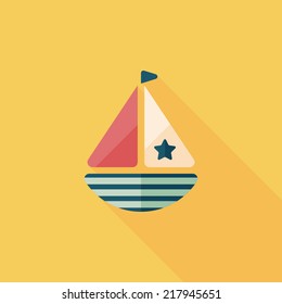 Sailboat flat icon with long shadow,eps10