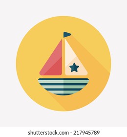 Sailboat flat icon with long shadow,eps10