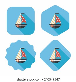 Sailboat flat icon with long shadow,eps10