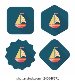 Sailboat flat icon with long shadow,eps10