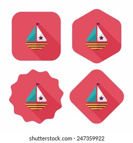 Sailboat flat icon with long shadow,eps10