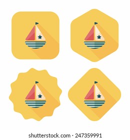 Sailboat flat icon with long shadow,eps10