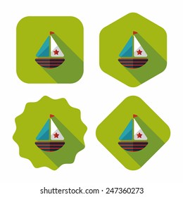 Sailboat flat icon with long shadow,eps10