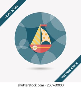 Sailboat flat icon with long shadow,eps10