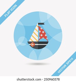 Sailboat flat icon with long shadow,eps10