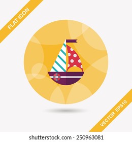 Sailboat flat icon with long shadow,eps10