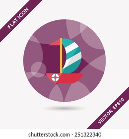 Sailboat flat icon with long shadow,eps10