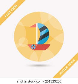 Sailboat flat icon with long shadow,eps10