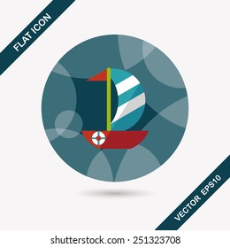 Sailboat flat icon with long shadow,eps10