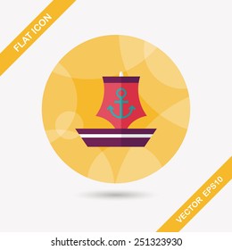 Sailboat flat icon with long shadow,eps10