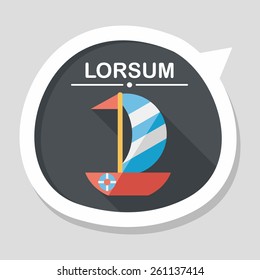 Sailboat flat icon with long shadow,eps10