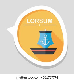 Sailboat flat icon with long shadow,eps10