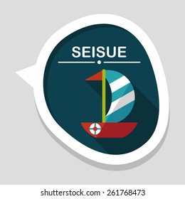 Sailboat flat icon with long shadow,eps10