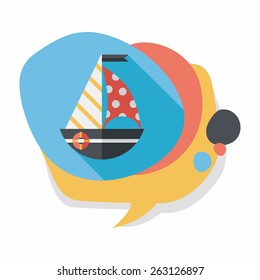 Sailboat flat icon with long shadow,eps10