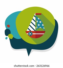 Sailboat flat icon with long shadow,eps10