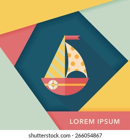 Sailboat flat icon with long shadow,eps10