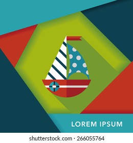 Sailboat flat icon with long shadow,eps10