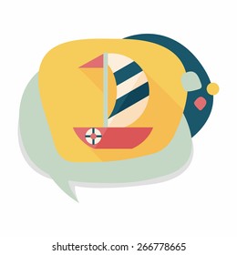 Sailboat flat icon with long shadow,eps10