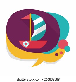 Sailboat flat icon with long shadow,eps10
