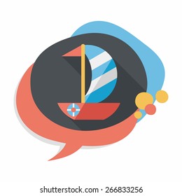 Sailboat flat icon with long shadow,eps10