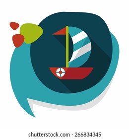 Sailboat flat icon with long shadow,eps10