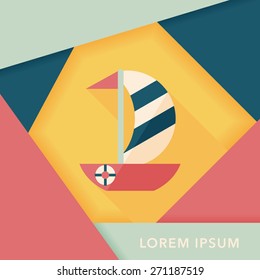 Sailboat flat icon with long shadow,eps10