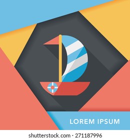 Sailboat flat icon with long shadow,eps10