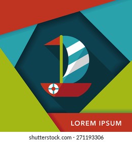 Sailboat flat icon with long shadow,eps10