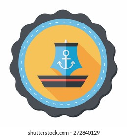 Sailboat flat icon with long shadow,eps10