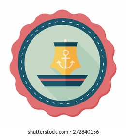Sailboat flat icon with long shadow,eps10