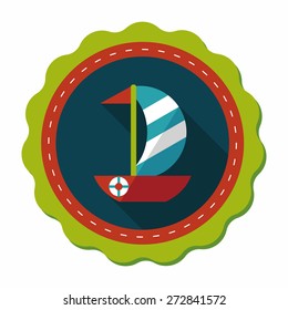 Sailboat flat icon with long shadow,eps10