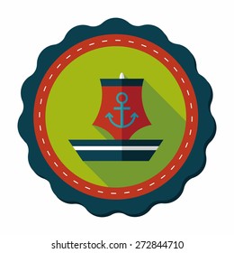 Sailboat flat icon with long shadow,eps10