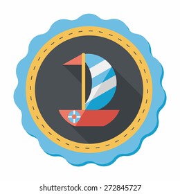 Sailboat flat icon with long shadow,eps10