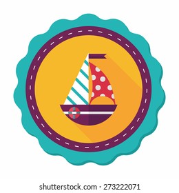 Sailboat flat icon with long shadow,eps10