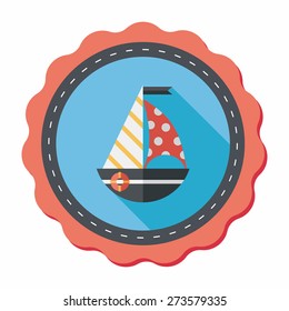 Sailboat flat icon with long shadow,eps10