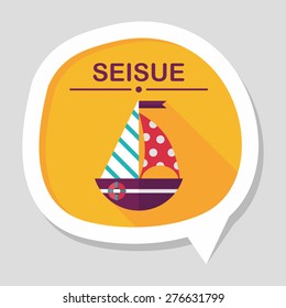 Sailboat flat icon with long shadow,eps10