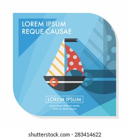 Sailboat flat icon with long shadow,eps10