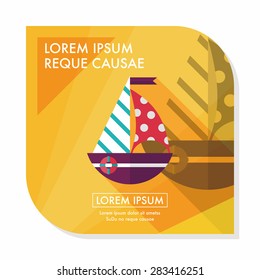 Sailboat flat icon with long shadow,eps10