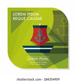 Sailboat flat icon with long shadow,eps10